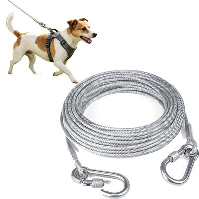 Double-Headed Dog Tie Out Cable Heavy Duty Stainless Steel Dogs Strap  Outdoor Training