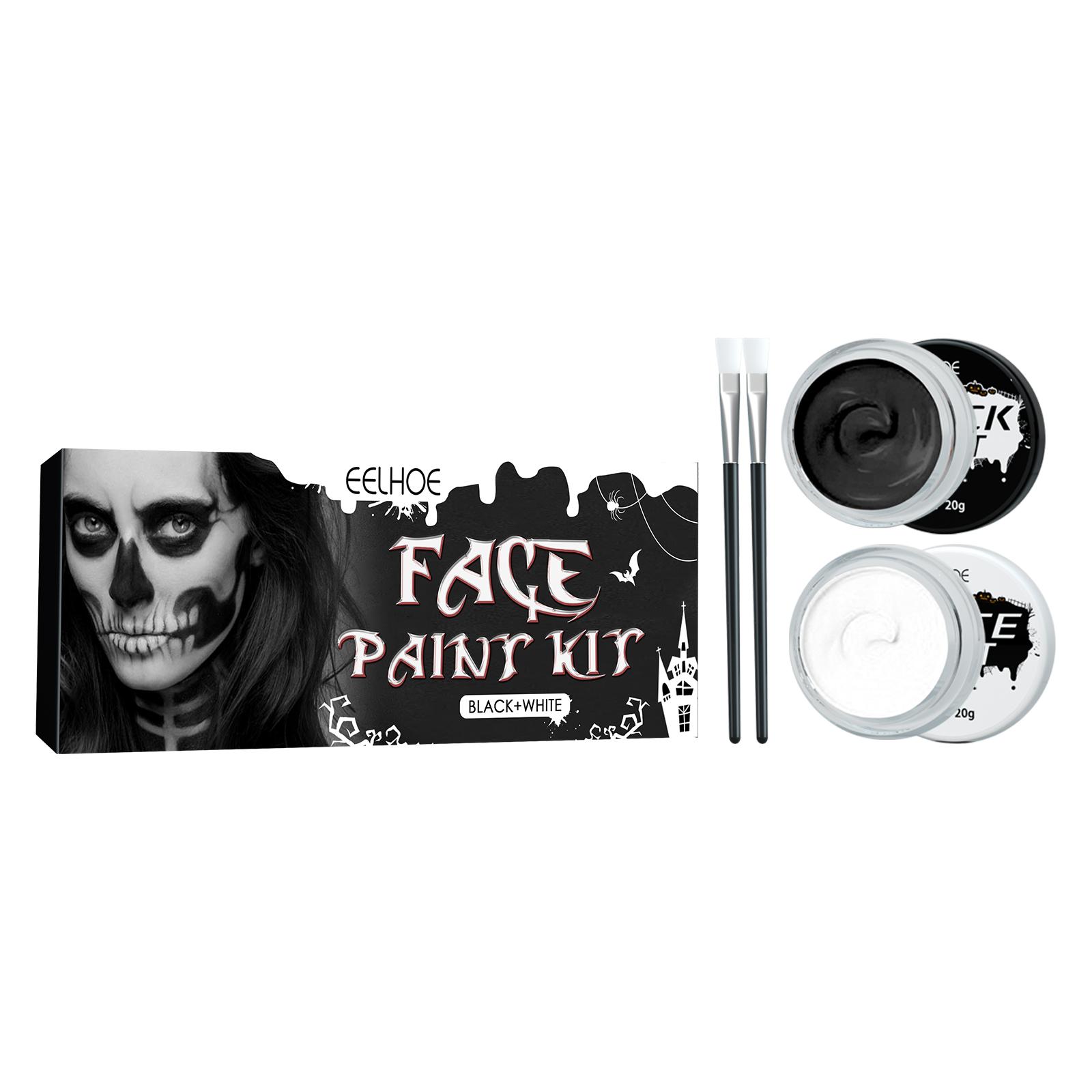

EELHOE Halloween Black and White Body Makeup Paint Set, Body Painting, Vampire, Zombie, Skull Face Body Paint 1 set