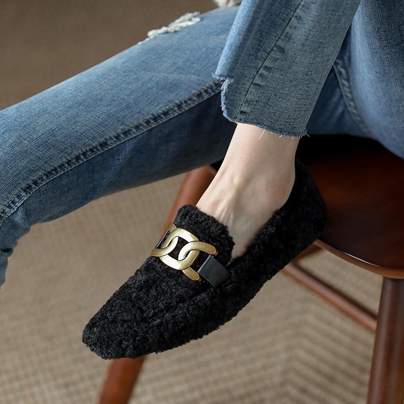 Fashion 2024 New Women Ballet Flat Shoes for Women Round Toe Chunky Heel Shoes Retro Low Heel Shoes Keep Warm Flats
