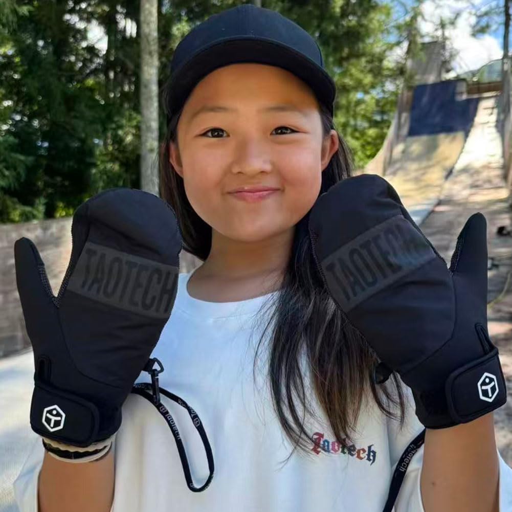 TaoTech Snowboard Park and Ski Neoprene Gloves, Style, Men's Women's, Gloves, Waterproof, (Black, M)