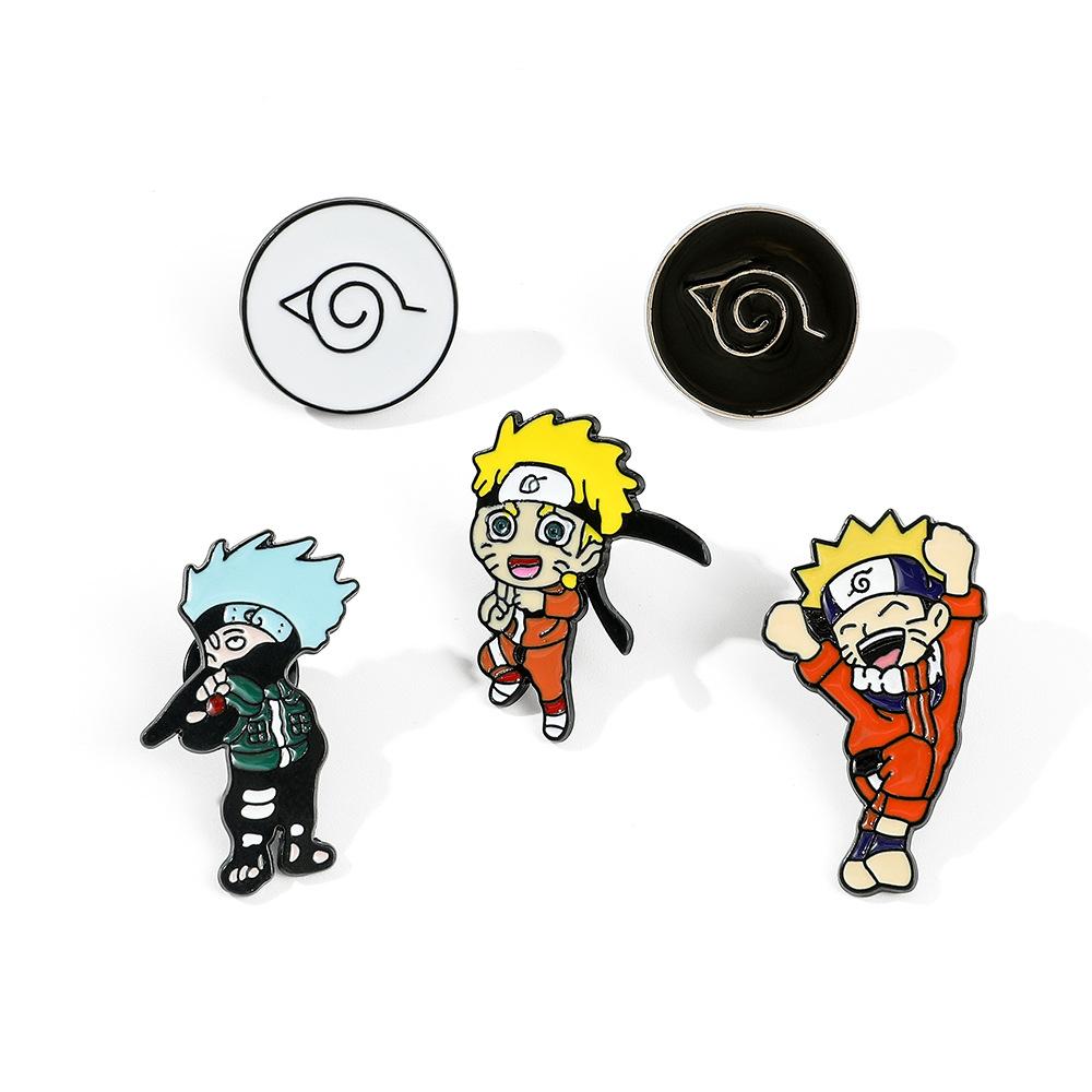 1 Set New Naruto Q Anime Merchandise Japanese Metal Cartoon Brooch Badge Clothing Cute Accessories Toys Anime Cartoon