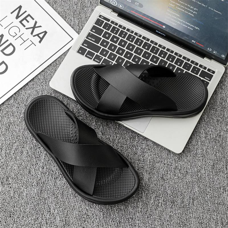 Lazy Slippers Summer Ins Style High-end Men's Slippers Comfortable and Casual Soft Bottom Outdoor Foot Cover Youth One-word Drag Men