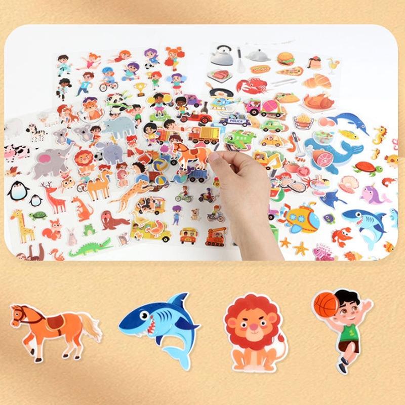 Children Diy Sticker Book Bubble Scene Sticker Jelly Paste Toy Kids Portable Reusable Quiet Busy Paste A Book