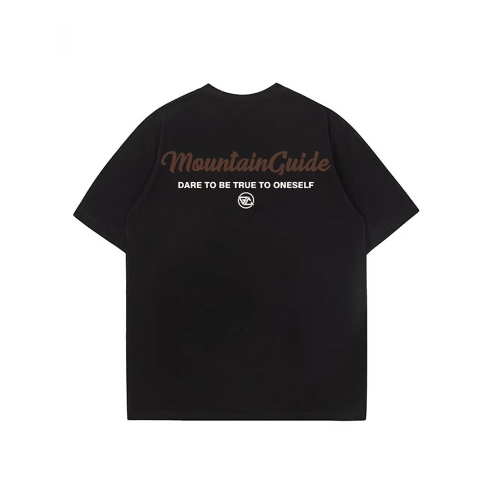 Summer Fashion Heavyweight Retro Men's English Letters 100% Cotton Printed Round Neck High-quality Casual Fitness Street T-shirt