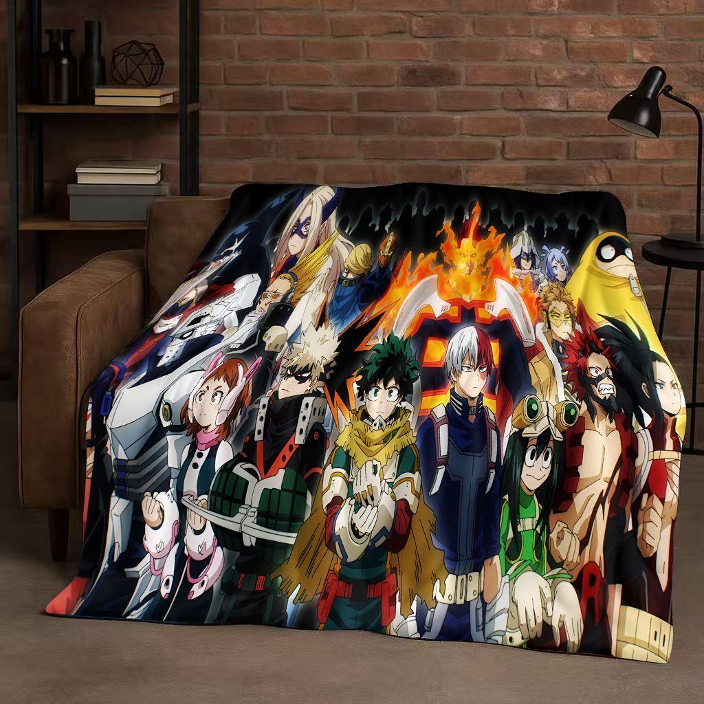 HD Anime My Hero Academia Bakugou Deku Cartoon Flannel Blanket,Ultra Soft Warm Plush Throw for Home Bedroom Bed Sofa Cover Kids