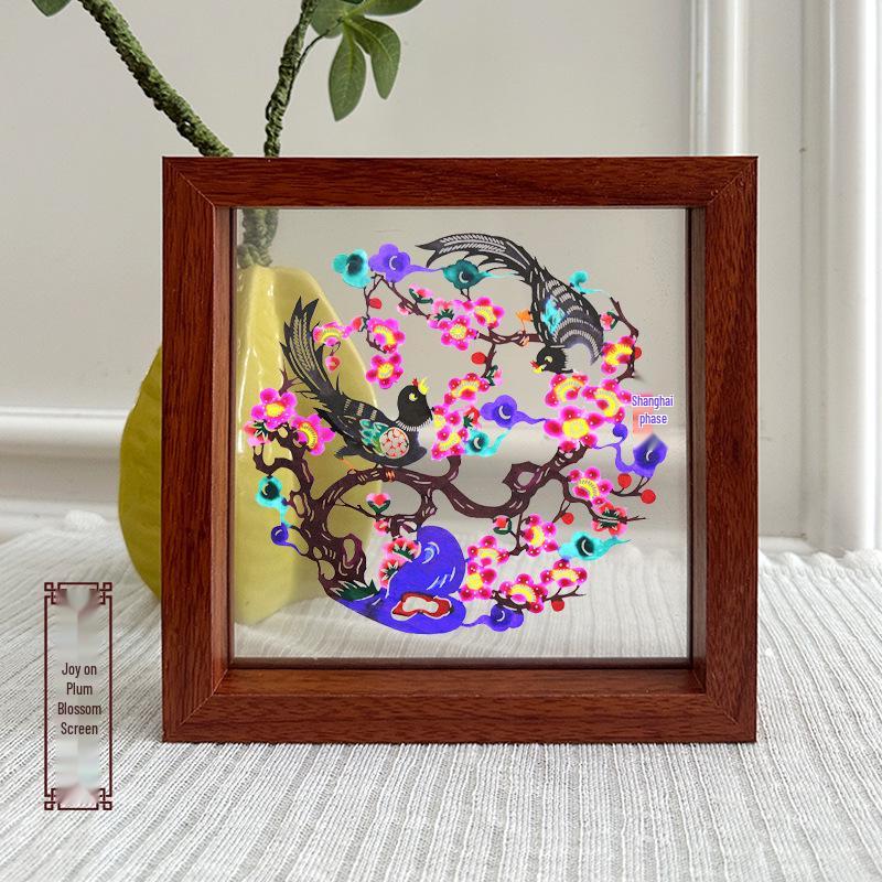 Xianci Double-Sided Transparent Frame: A4 Paper-Cut Calligraphy Fu Character Display Stand