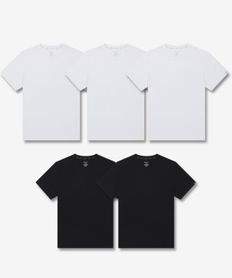 [Forever 21] 5PACK Unisex Cotton 30s Regular Fit Short Sleeve T-shirt Black+White [Shipped from Korea] 100% Authentic