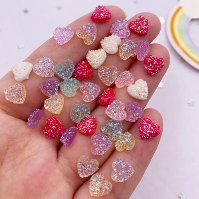 100 sztuk AB żywica 8mm Bling cukierki kolor Mini Sweet Heart Ore Flatback Rhinestone akcesoria DIY aplikacje ślubne paznokcie sztuka klejnot rzemiosło
