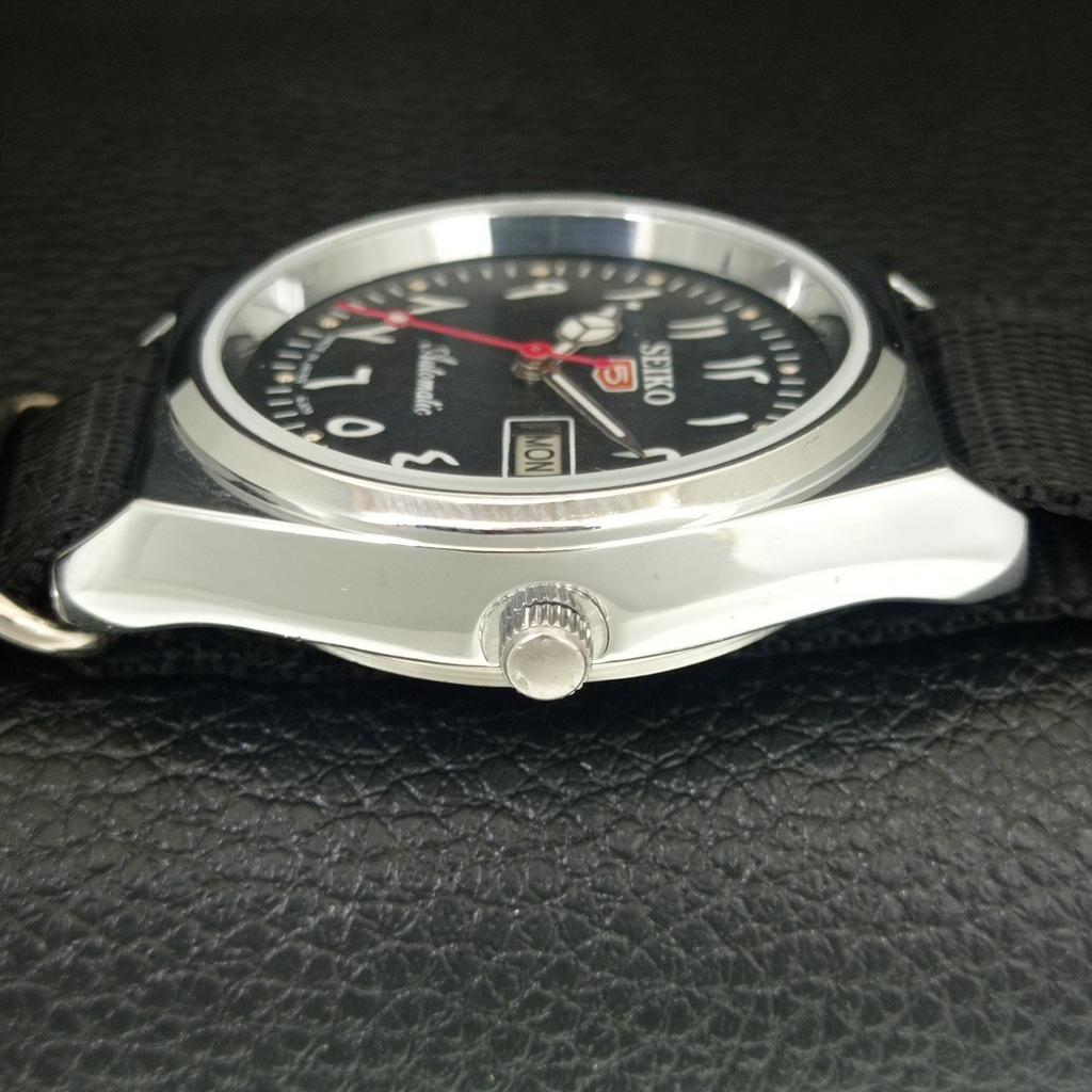 VINTAGE REFURBISHED SEIKO 5 AUTOMATIC 6309A JAPAN MENS BLACK WATCH a442591-1