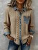 European Style Knit Patchwork Denim Shirt - Women's Autumn/Winter Long Sleeve Cardigan