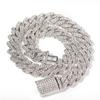 Austrian Rhinestone Quality Fashion Moon Iced Out 18mm Hip Hop Link Necklace Prong Cuban Link Chain Jewelry for Men with Clasp