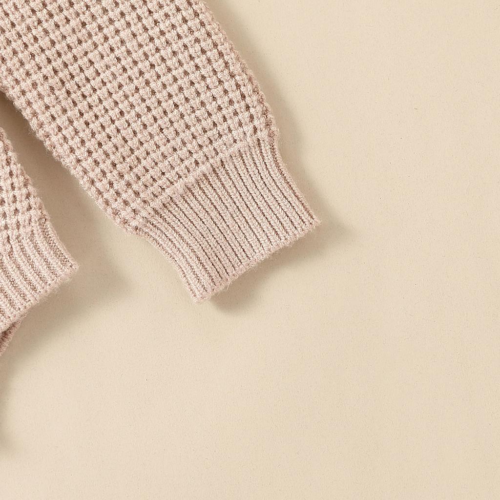 Babyjenter Vaffelgenser Rompers Blomsterbroderi Rundhals Langermet snøring Spedbarn Høst Småbarnsklær Bodysuits