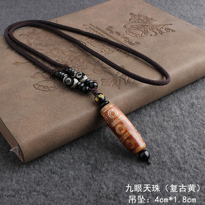 Natural Xizang Seven Treasures Old Ninth-Eyed Agate Turquoise Beaded Scarf Necklace Jadeite Pendant Ribbon Gift Kit