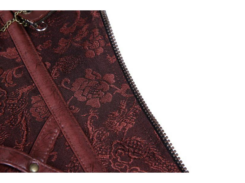 Victorian Black Brown Leather Corset with Halter Belt