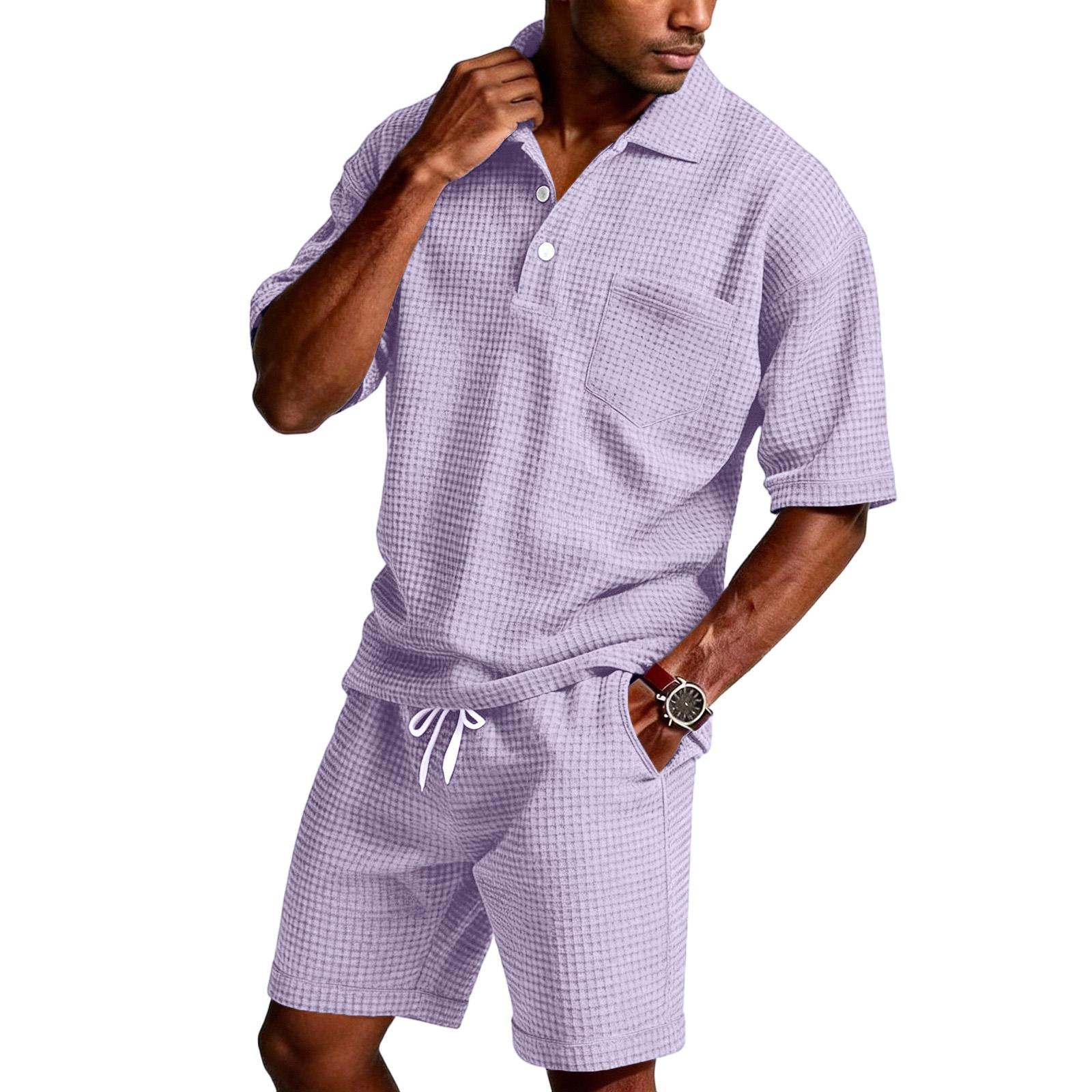 Мужской летний гавайский комплект: рубашка на пуговицах и шорты XXL