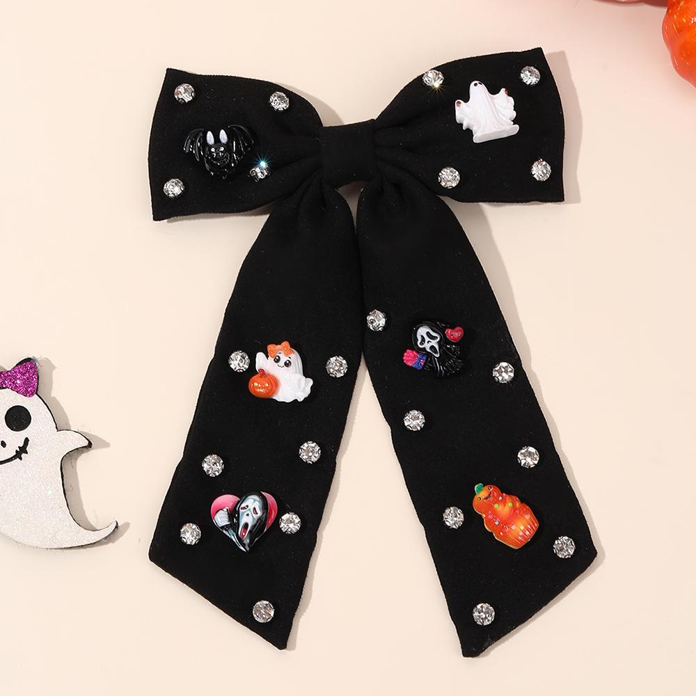 Halloween Bow Hair Clips Cartoon Ghost Bat Hairpins Pumpkin Rhinestone Barrette Girls Children Gothic Headdress Hair Accessories
