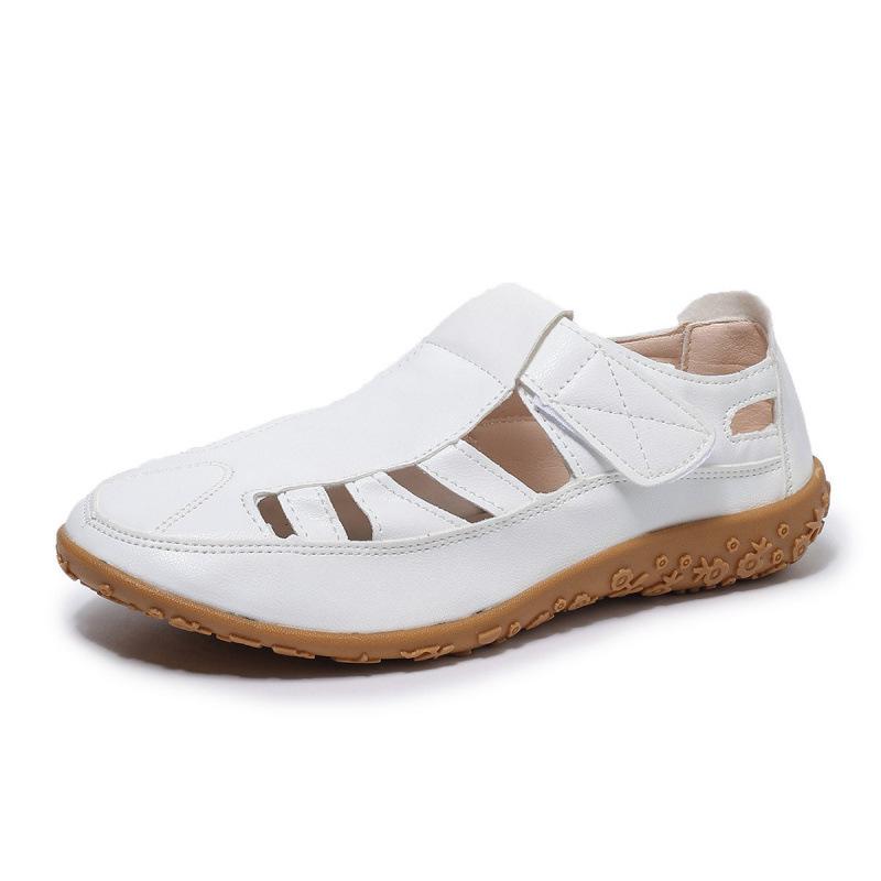 Large Size Summer Handmade Vintage Roman Sandals Soft Sole Mom Shoes Velcro Casual Sports Sandals Foreign Trade