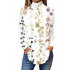 Maglietta da donna alla moda casual con collo alto e stampa a maniche lunghe