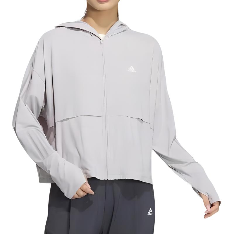 adidas Sonnenschutz Sport Lässig Locker Kapuzenjacke Damenjacken Hellgrau JI7596