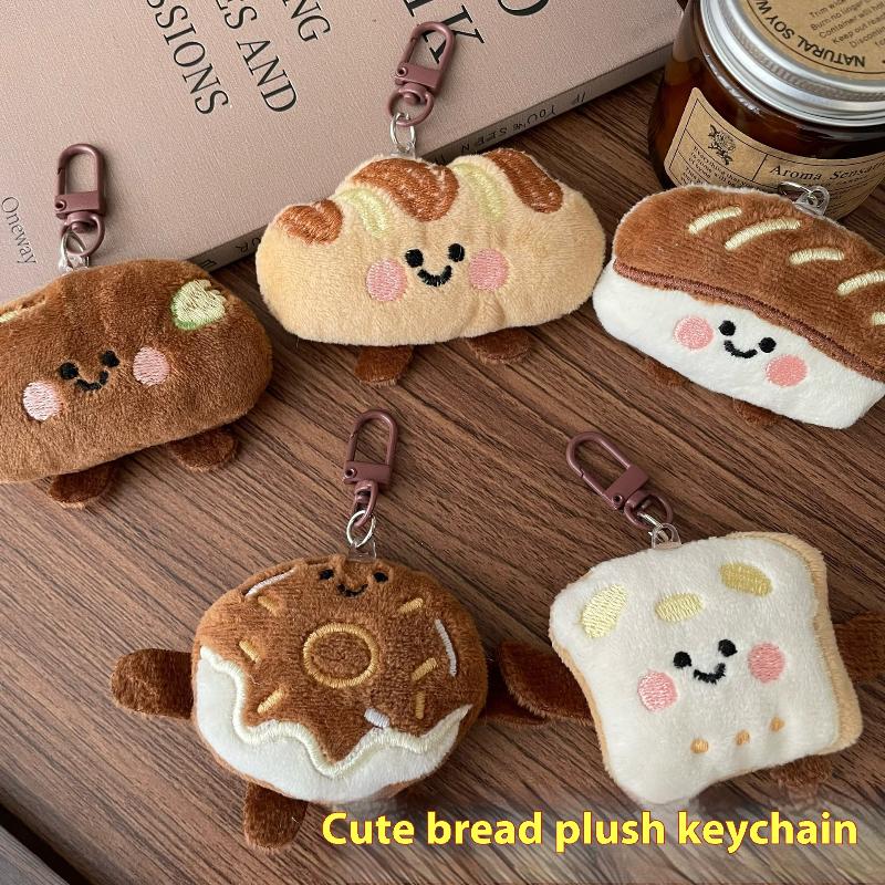 Cute Cartoon Donut Bread Plush Decoration Pendant Keychain Kawaii Simulated Food Stuffed Doll Backpack Pendant Accessories Gifts