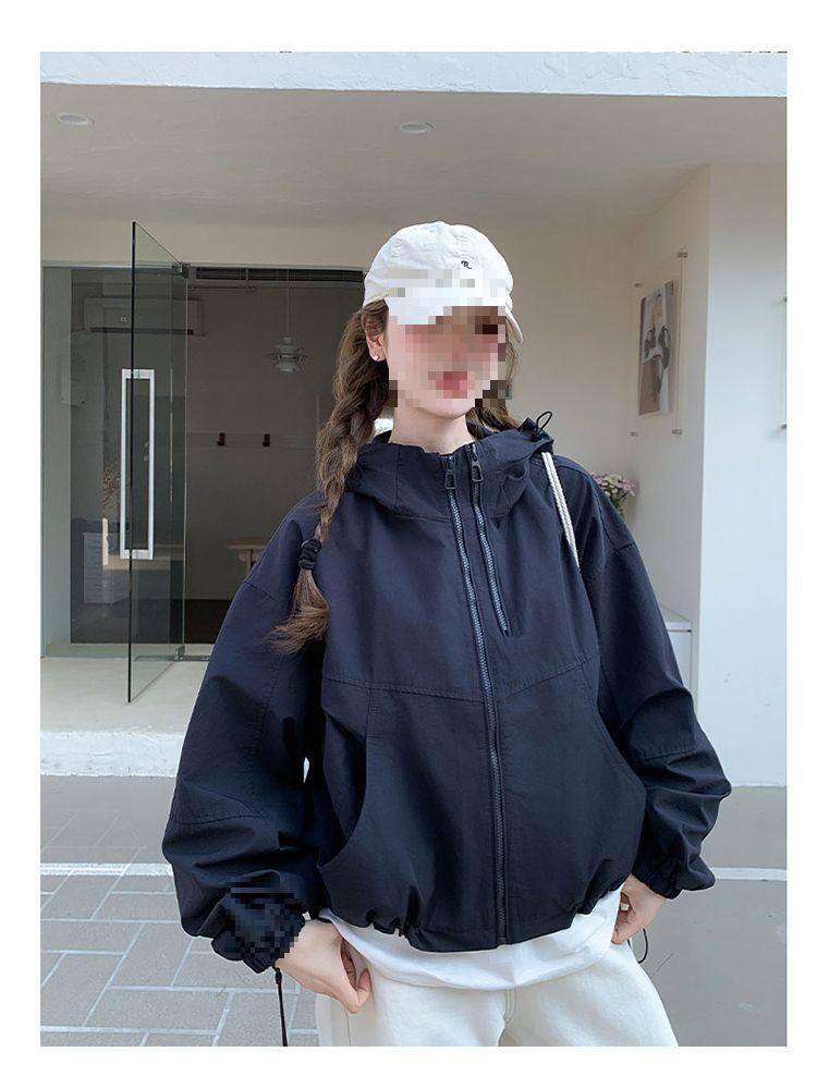 Trendy Petite Beige Women's Windbreaker - 2025 Spring Korean Style Jacket