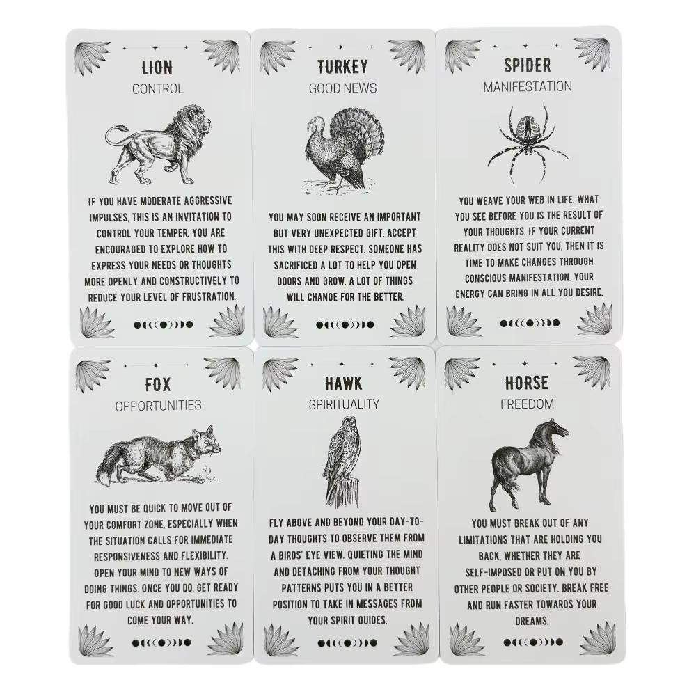 10.3*6cm Spirit Animal Oracle Cards - 54 Cards with Meanings On Them for Beginners Oracle Great Gift for Friend or Family10.3*6