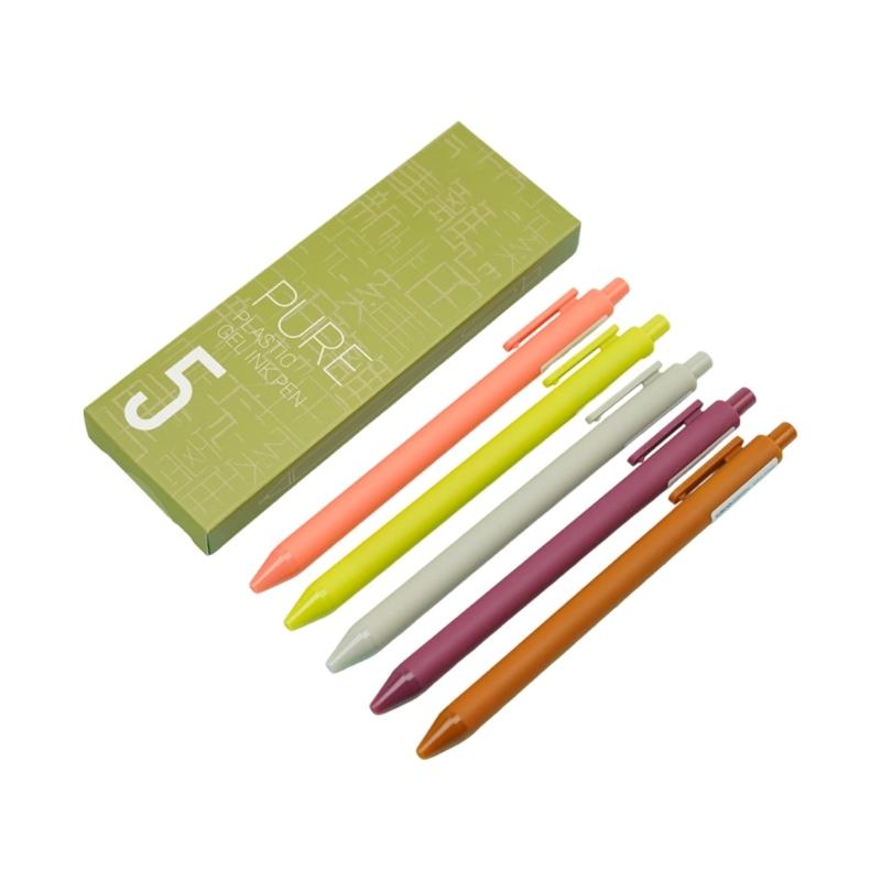 5PCS Retractable Gel Pen for Writing Journaling Quick Drying Gel Inks Pen 0.5MM Tip Black Inks Office School Supplies