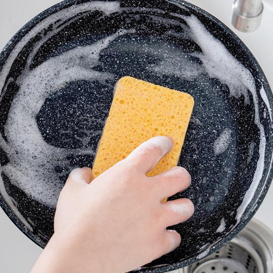 5Pcs Durable Cleaning Sponge Efficient Cotton Pulp Portable Oil-resistant Dishwashing Pad for Home