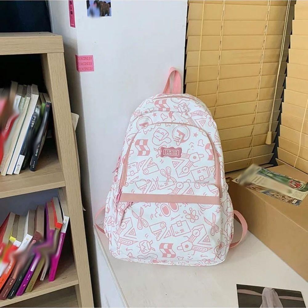 Doodle Students Backpack Graffiti Shoulder Bag Large Capacity School Bag  Travel