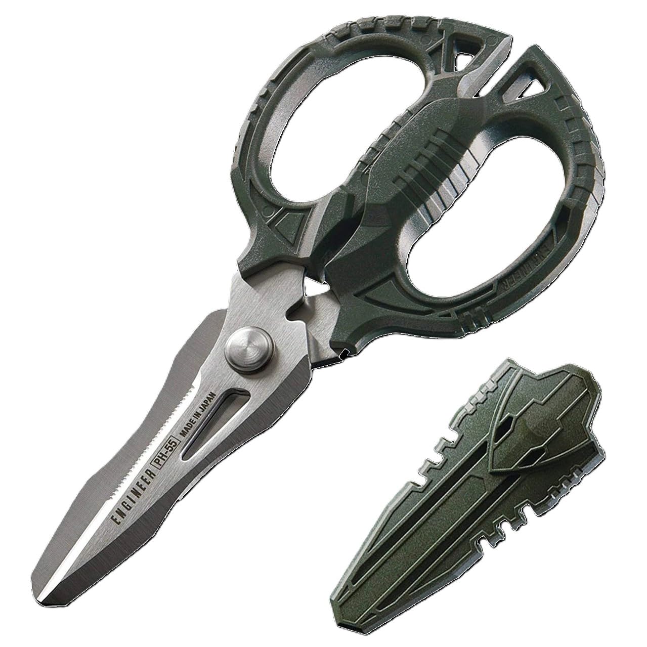 ENGINEER Iron Arm Scissors GT with Special stainless steel for cutting Blade length Green Cap, Blade tools, Grip PBT, 56mm, PH-55 зелёный
