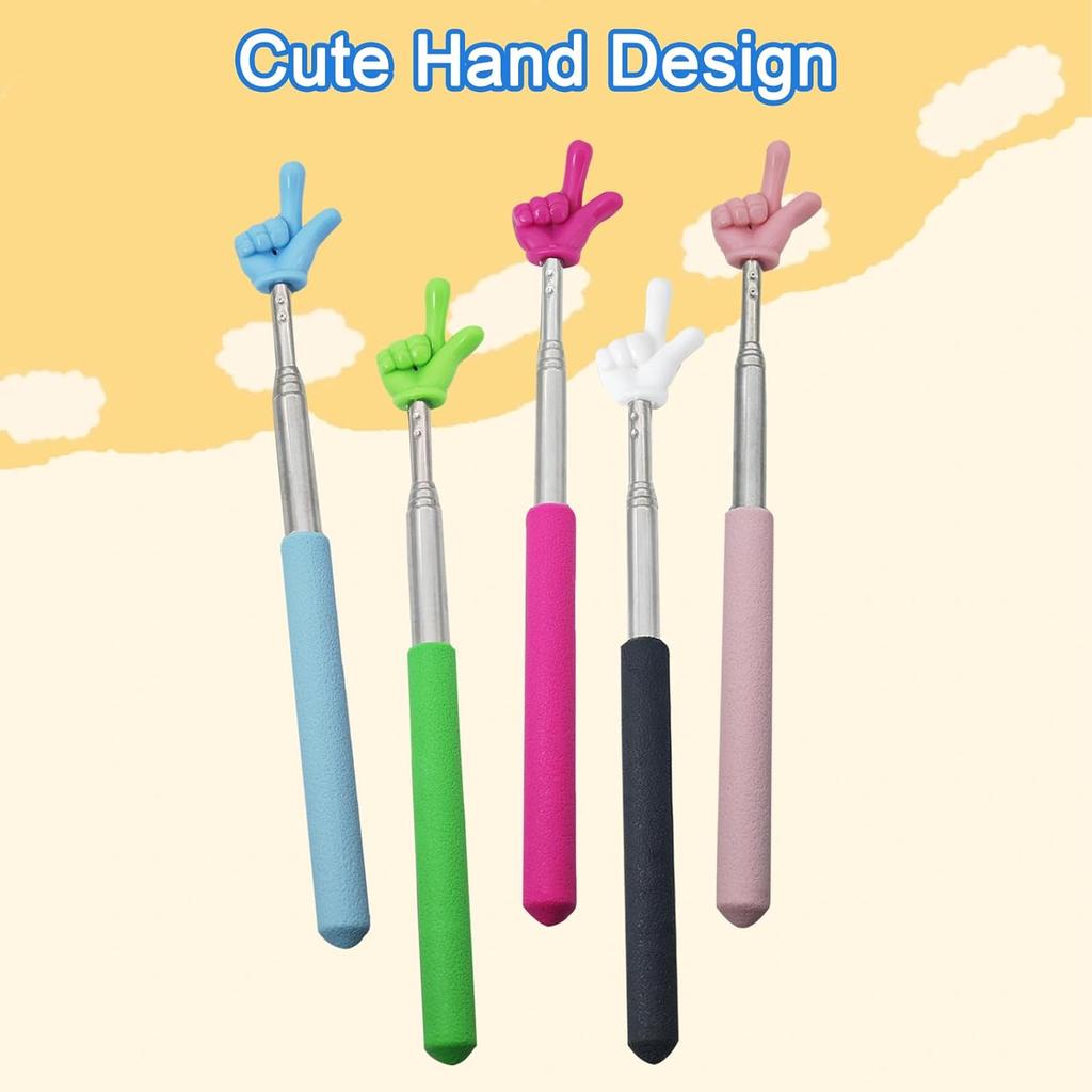 5PCS Pointer Stick For Classroom – Multipurpose Teacher Pointer Stick, Extendable Classroom Pointer And Finger Pointer Stick, Engaging Colors –