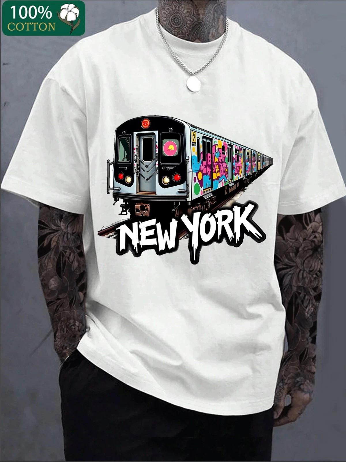 New York Subway Graffiti Graphic T-Shirt Urban Streetwear Casual Tee XS