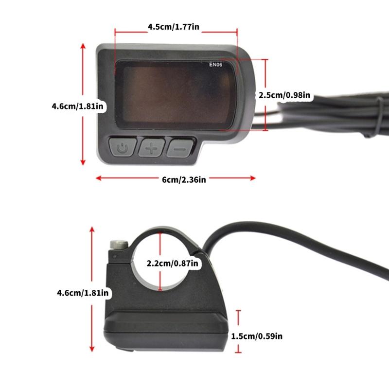 Waterproof Electric Bike LCD Display Meter EN06 for 22.2mm Handlebars USB Power Speed Functionality with Cable Cord
