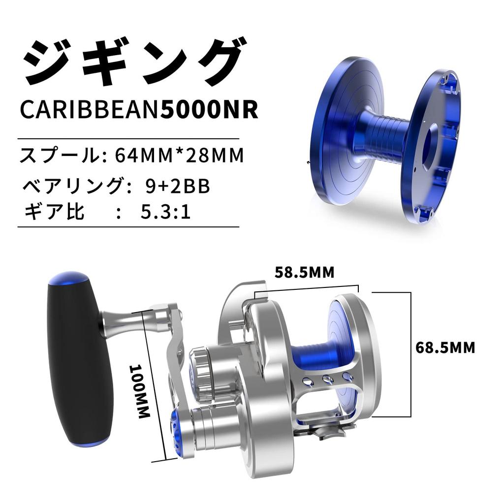WATACHAMP Caribbean 5000NR Jigging a lever drag reel for big with a power metal a gear and a maximum drag force of Suitable for sea and slow Reel,