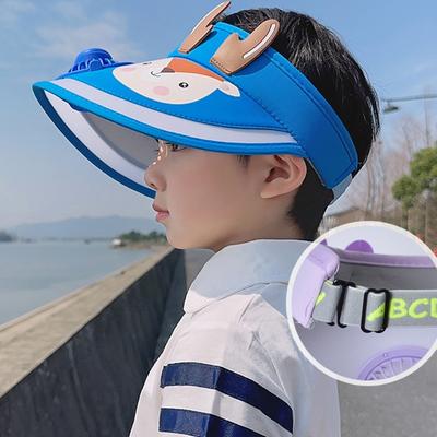 Breathable Children Beach Hat Rechargeable Cooling Fan Hat Wide Border Hat for Hiking Fishing and Travel