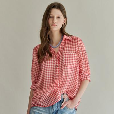 Puff Shirt Blouse Gingham Check Cf06qb001nh