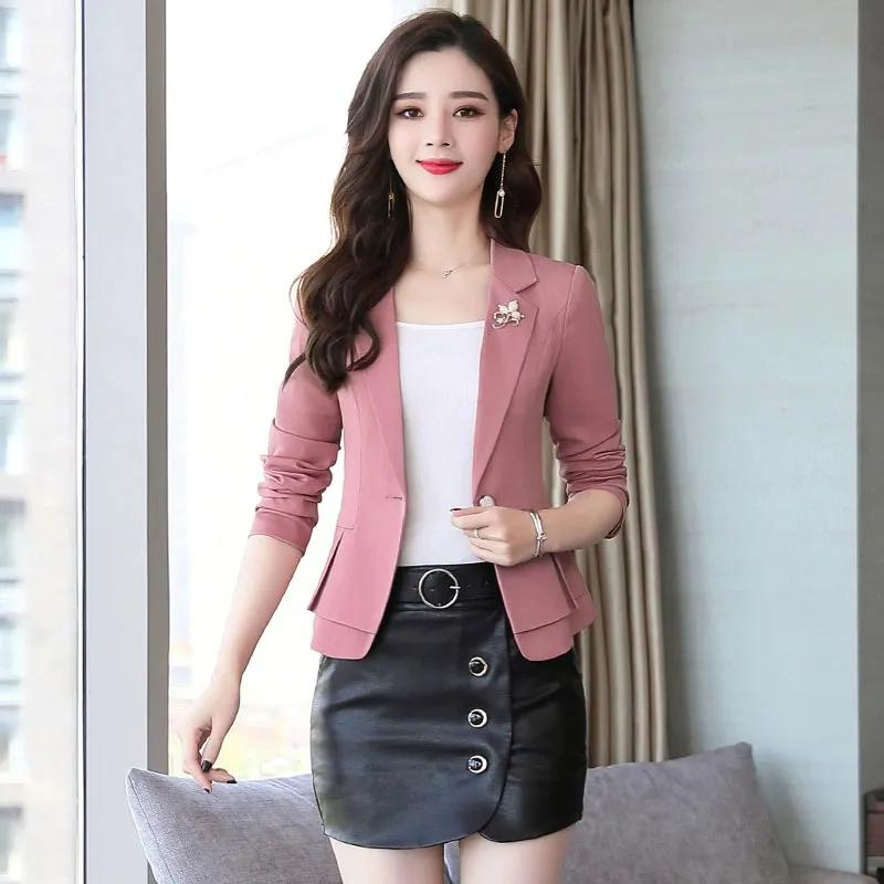Spring Autumn Jackets Women Blazer Solid Fashion Slim Office Short Blazer Women Elegant Single Button Formal Blazer Coat