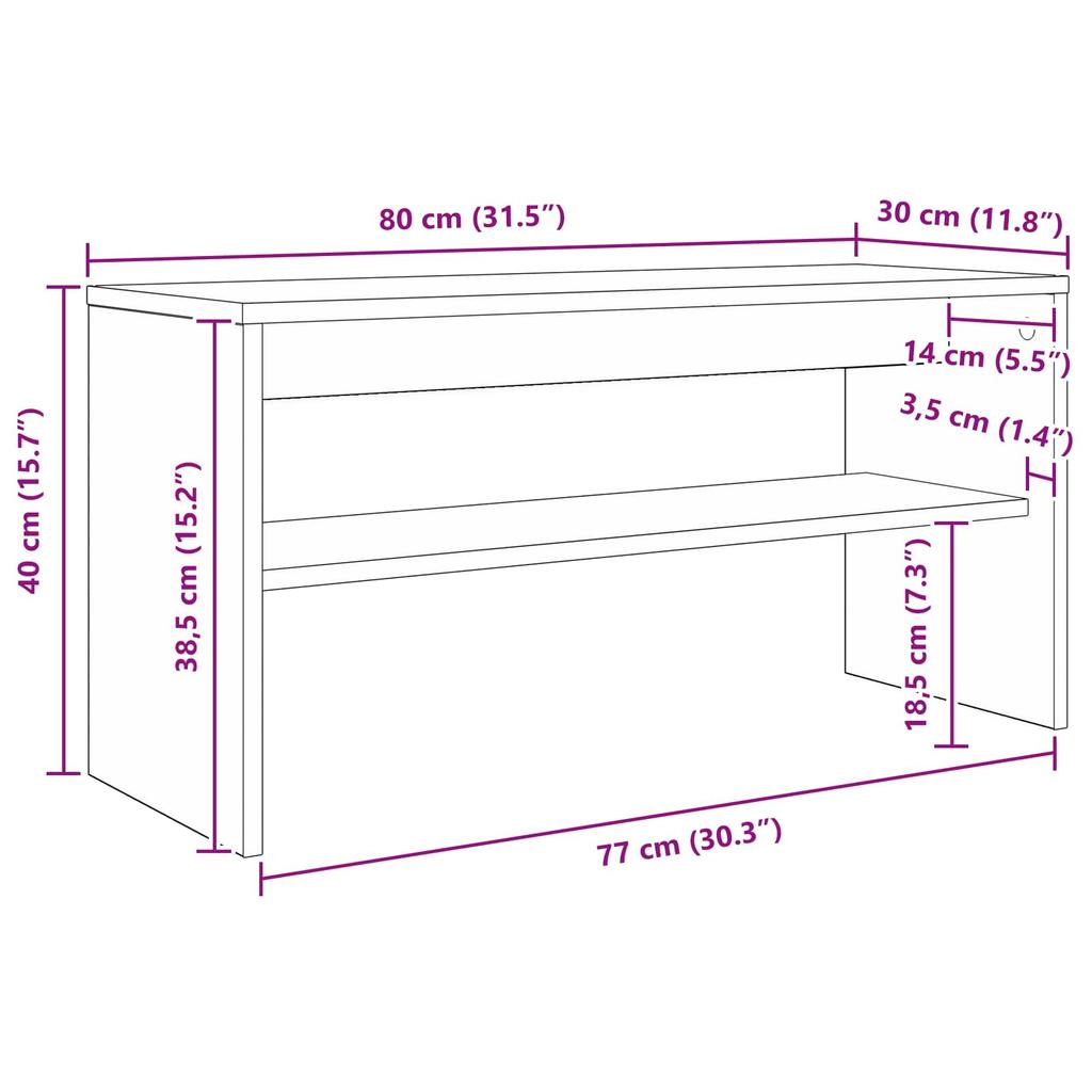 TV Stand Grey Sonoma 80 x 30 x 40 cm Particleboard