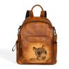 Johnature Zaino retrò in vera pelle con stampa animalier Borsa da donna in vera pelle di vacchetta naturale Zaini da viaggio di grande capacità