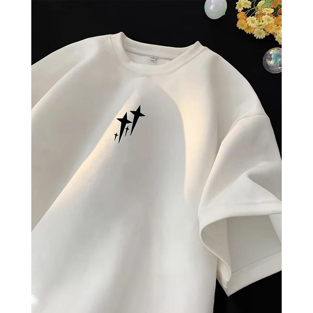 Outdoor fashion and casual wear Women s T-shirt Y2K star-designed shirt high-quality cotton comfortable and loose men s top