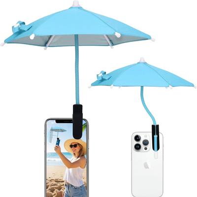 Mini Clip-on Phone Umbrella for Sun Flexible Adjustable Handle, Cell Phone Umbrellas Sun Shade Protects from Sunlight and Glare, Universal for Phone