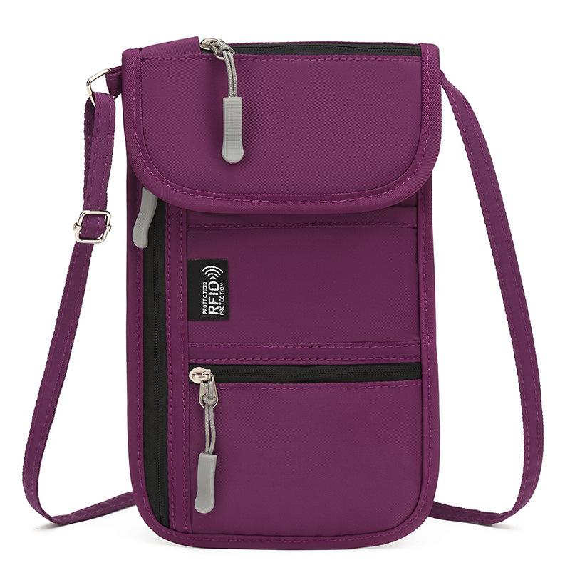 Portable Crossbody Bag Travel Passport Document Bag Multi-Function Ticket Card Storage Bag Oxford Cloth Neck Hanging Phone Bags