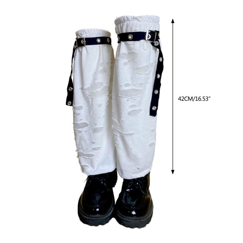 Women's Leg Warmers Punk Summer Hollow Out Calf Tube Sleeve Sling Leg Cover Slouch Socks Knee High Calf Socks Gothic