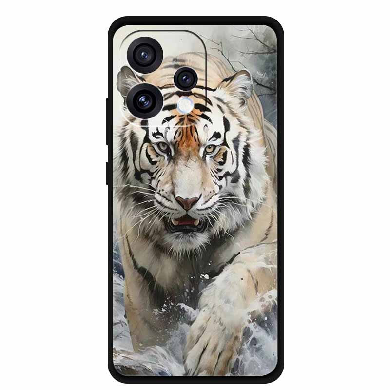 Case For Oppo Reno 15C 5G Colorful Flowers Black Soft Silicone TPU Phone Cases For Oppo Reno15 5G Shells Protection Bumper Funda