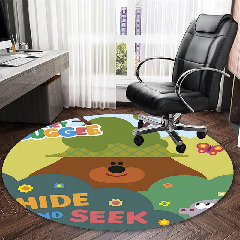 1pc Hey Duggee4 Print Round Carpet Chair Round Carpet Suitable for Bedroom Living Room Home Decorative Carpet