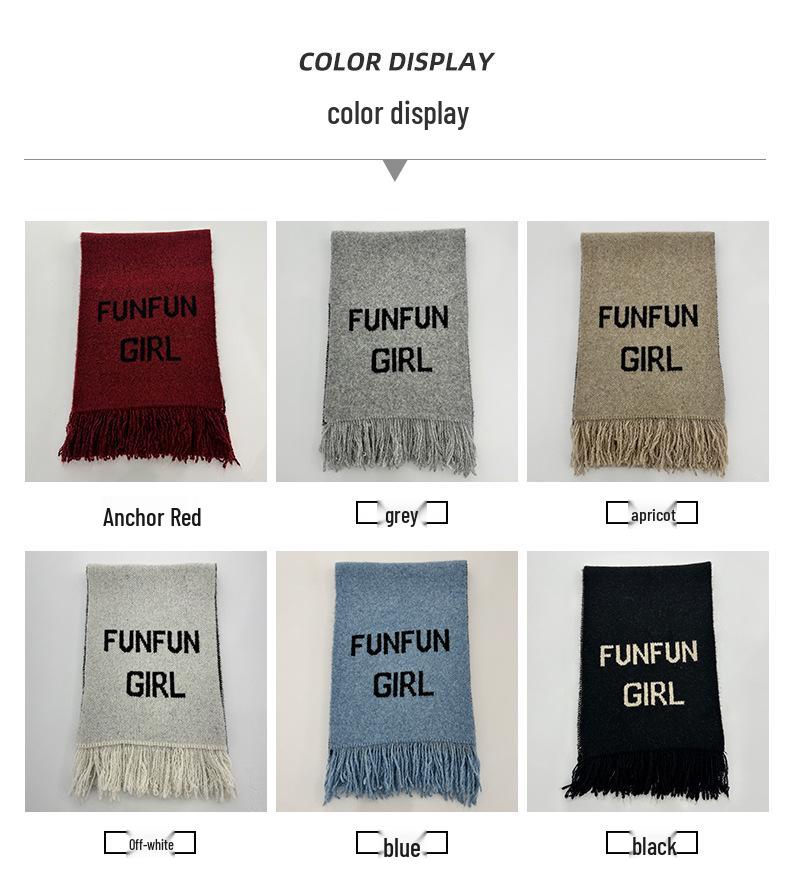 Celebrity-Inspired Women's Autumn & Winter Jacquard Wool Scarf with Tassels