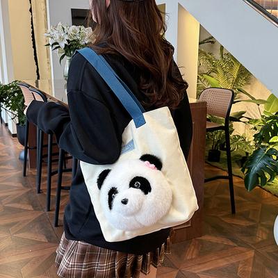 Chengdu Panda Base Genuine Panda Huahua Large Capacity Canvas Tote Shoulder Bag Plush Travel Commemorative Gift