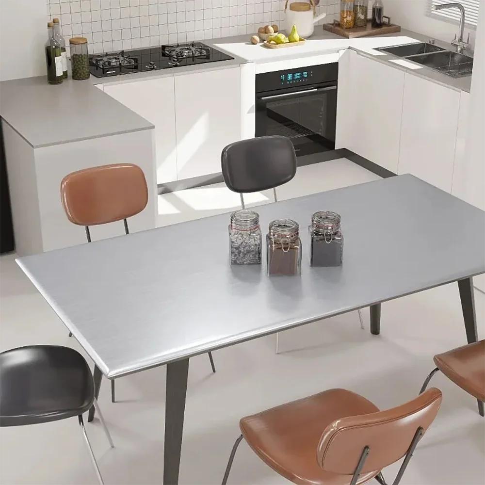 Vanntett rustfritt stål 40cm metall børstet sølv veggklistremerke kjøkken stue kjøleskap benkeplate selvklebende tapet