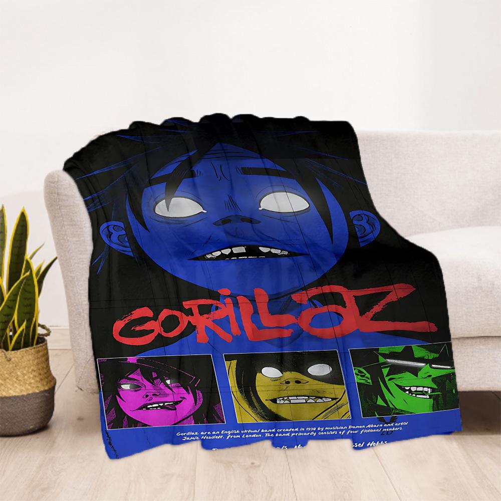 1pc Gorillaz Fictional Outdoor Blanket Lightweight Flannel, All-Season Use for Sofa, Bed, Travel, Camping, Living Room, Office, Couch076