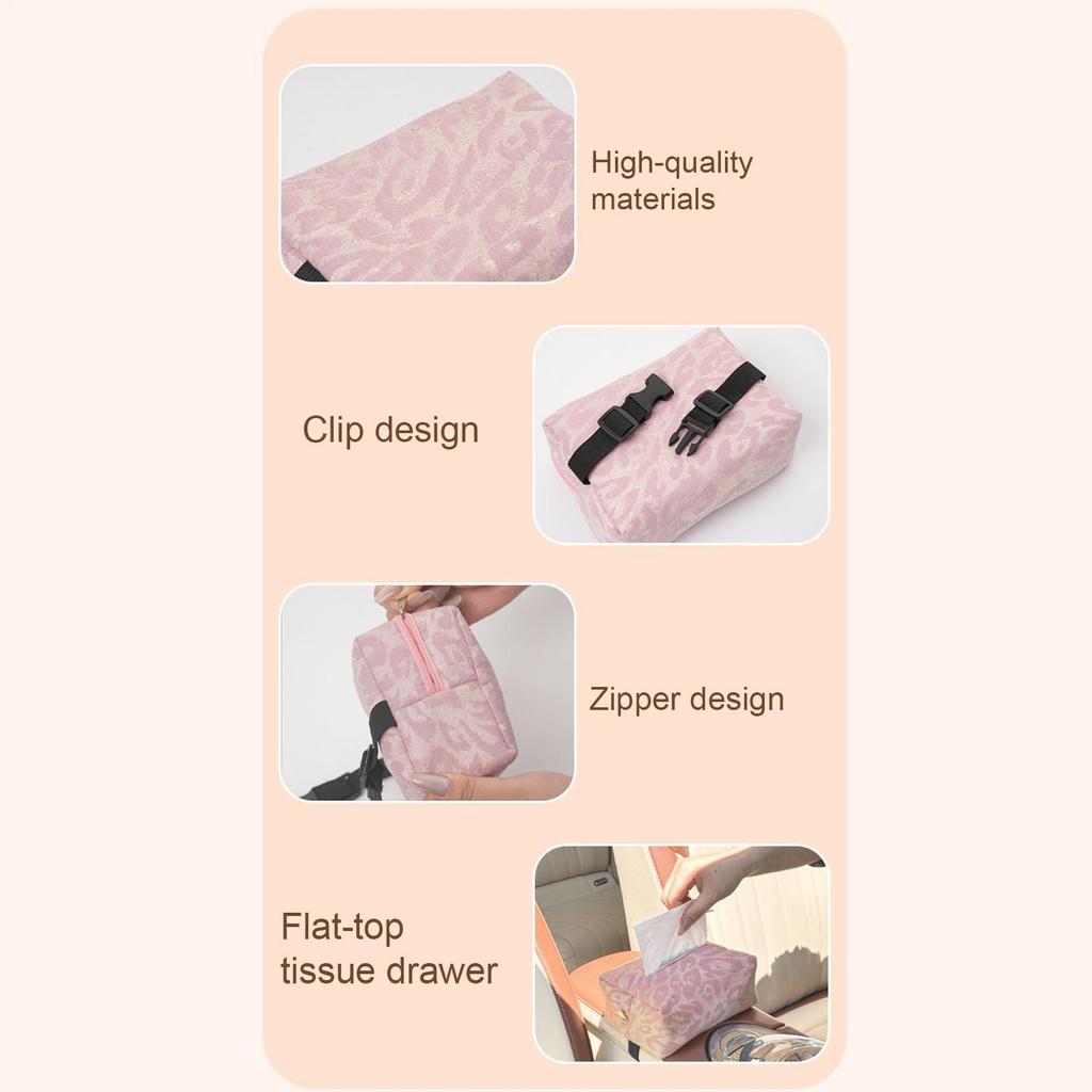 Auto-Taschentuchbox Leopardenmuster Reißverschlusstasche Taschentuchboxhalter Für Autoorganisation Für Auto LKW SUV Limousine Rücksitz Kopfstütze